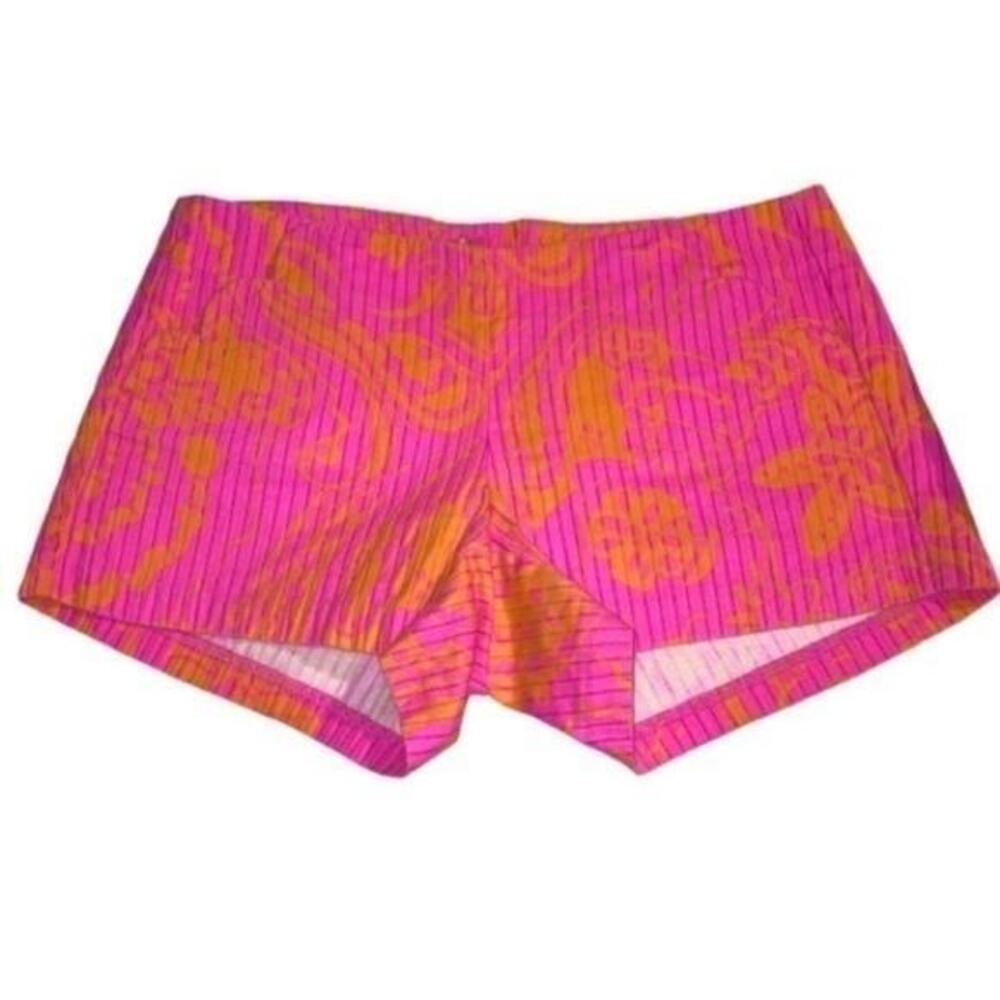 Lilly Pulitzer Liza Pop Pink Siesta scalloped hem zip shorts retired print sz 00
